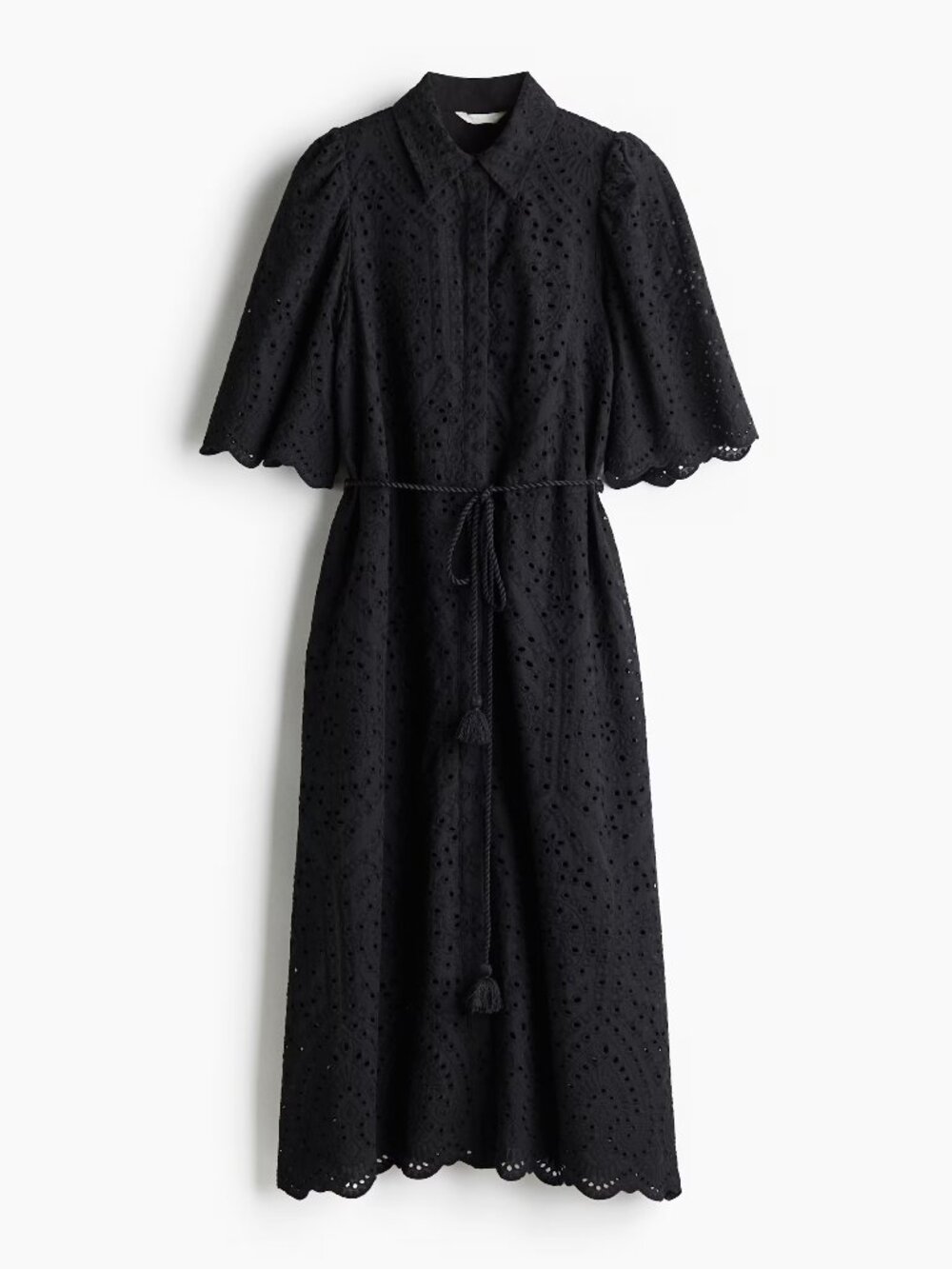 Eyelet Embroidered Shirt Dress - M